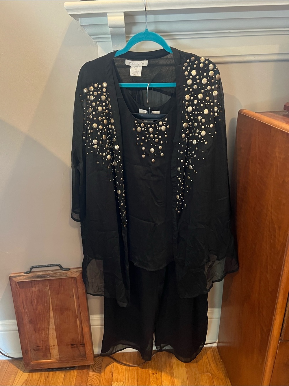 Beaded Black Three Piece Evening Set